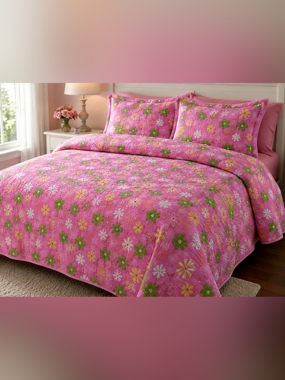 Pink Floral Quilt